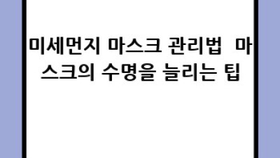 미세먼지 차단 마스크 안전하게 쓰는 법